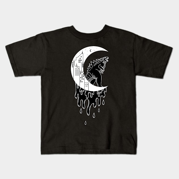 Godzilla Moon Kids T-Shirt by Introvert Home 